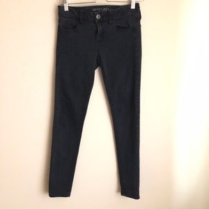 American Eagle Womens Denim Jeggings Jeans Size 4 Short Super Stretch Black Gray